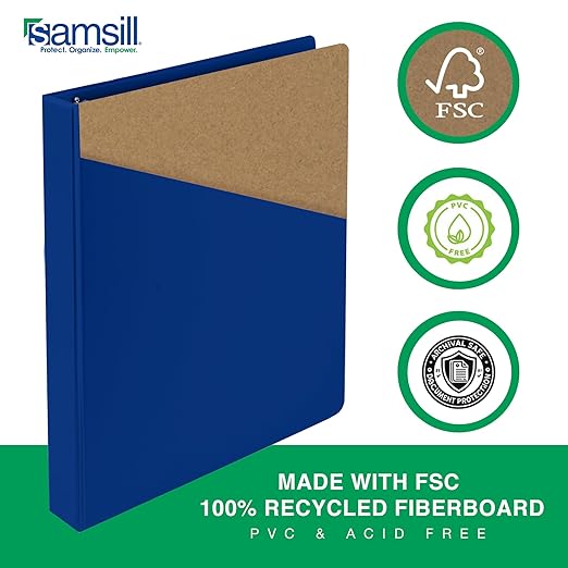 Samsill 2 Inch 3 Ring Binders,Made in USA,Economy Round Ring,Clear View Cover,425 Sheet Capacity - for School,Home,Office - Blue,(Pack of 12)