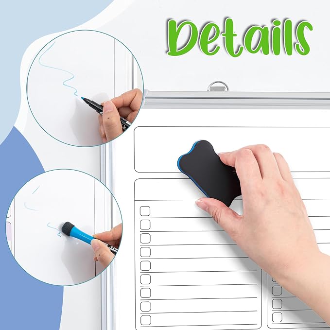 24" x 18" Magnetic to Do List Whiteboard, Weekly Planner, White | Large Weekly Dry Erase Board, Double-side Wall Whiteboard Calendar for Planning Drawing Memo, School Home Kitchen Office