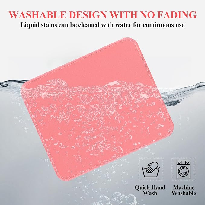 Mouse Pads, 3 PCS,Light Pink Standard Mouse Pads, Office and Gaming,Stitched Edges, Rubber Anti Slip Base Mouse pad, Dirt Resistant, Durable, Square, 10.2 inches x 8.3 inches x 0.12 inches