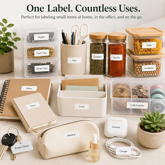 Printable Rectangle Labels, 1 x 0.375 Inch - 1660 Pack | White printable labels for inkjet & laser printers. Template included.