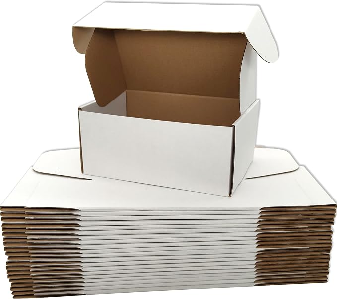 9x6x4 Shipping Boxes Set of 25, White Mailer Corrugated Cardboard Box | for Packaging, Literature, Packing, Mailing, Storage, Small Business, Moving, Gift, Supplies, Quick Fold, Tab Locking