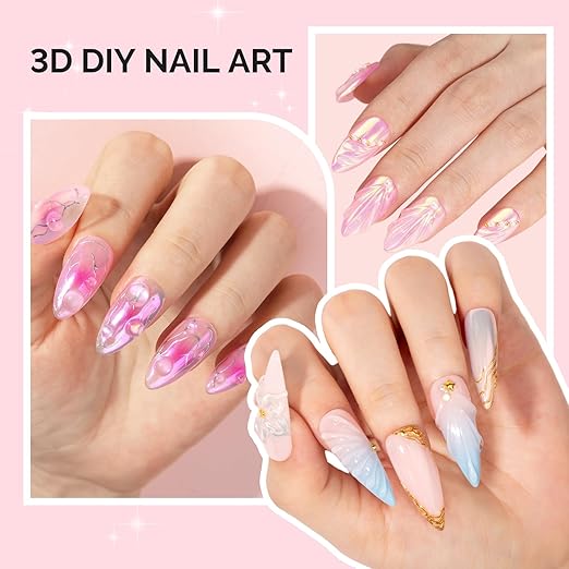 MelodySusie 3D Gel Nail Art, Clear Sculpting Gel No Wipe Nail Art Gel for Molding, Painting, Chrome Powder & Rhinestone Glue, UV/LED Cured 3D Nail Design 15g