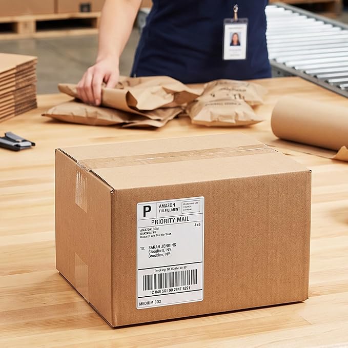 HORLIMER 4000 Pcs 4x6 Thermal Labels, 8 Stacks Shipping Paper Label | 4" x 6" Commercial Grade, BPA-Free, Perforated with Strong Adhesive Label for Mailing, Shipping Package