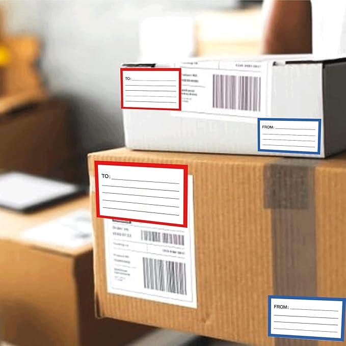 to from Return Address Mailing Labels 120 Pcs Blank Mail Shipping Label Postage Guaranteed Stickers 3.5 x 4.5 Inch Self Adhesive Handwriting to/from Address Tags Sticker for Package School,Home,Office