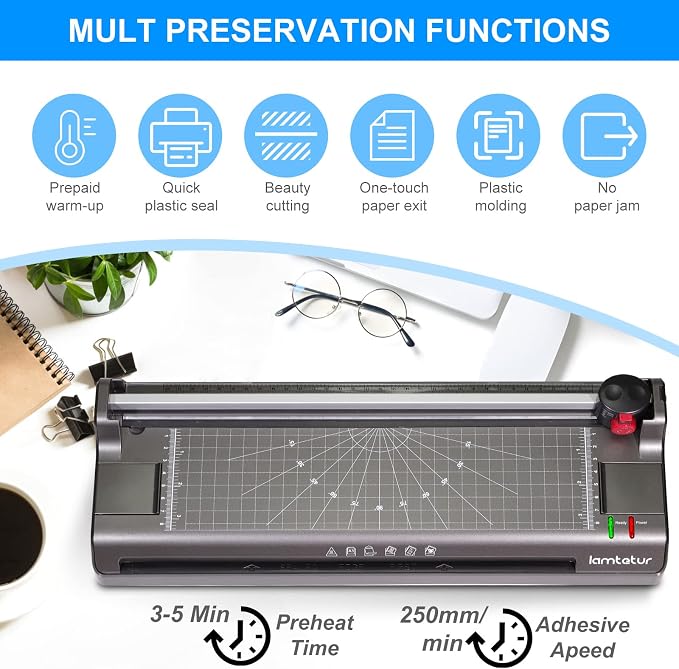 Lamtetur A3 Thermal Laminator Machine with 70 Letter Size Laminating Sheets | 11X17 Laminating Machine For Office Home School Teacher,13 inch Hot&Cold Lamination 3-5Mil With Paper Cutter,Corner Rounder