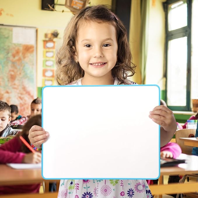 Small White Dry Erase Board Double Sided，Small Dry Erase Board 14x11 Inch,Mini White Board with 8 Markers for Students Office Kitchen Blue