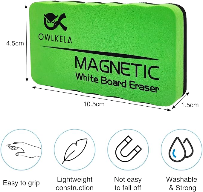 OWLKELA 36 pcs Dry Erase Erasers, 4 Colors | Magnetic, Erasers for White Board Markers, Ideal for Classroom, Home and Office