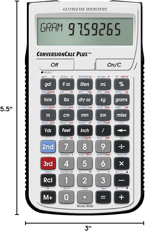 Calculated Industries 8030 ConversionCalc Plus Ultimate Professional Conversion Calculator Tool for Health Care Workers, Scientists, Pharmacists, Nutritionists, Lab Techs, Engineers and Importers, Silver