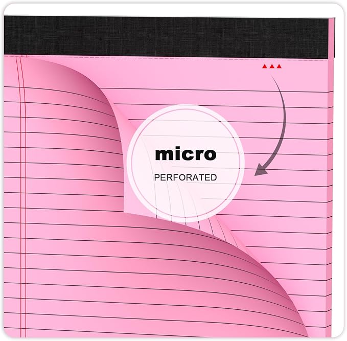 AILZFEI Colored Legal Pads 8.5 x 11 Note Pads 8.5x11 inch, Wide Ruled Clear Print Writing Pads 30 Sheets/Pad, 20lb Colored Paper, Perforated Notepad with Sturdy Back (4 Pads)