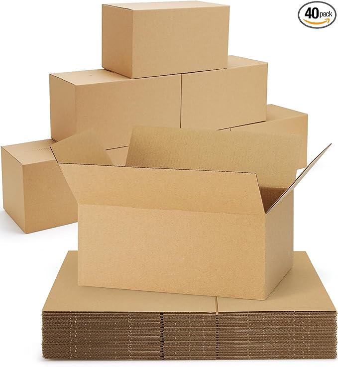 40-Pack-Small-Shipping-Boxes-9x6x4, Corrugated-Cardboard-Boxes-for-Packaging-Small-Business, Brown-Boxes-Mailers