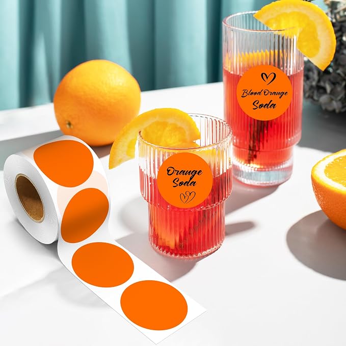 PARLAIM 2 Inch Round Adhesive Color-Code Dot Stickers,4Rolls/2000 per Rolls dots Label Dispenser Box, Circle Stickers Label Inch Coding Labels (Orange)