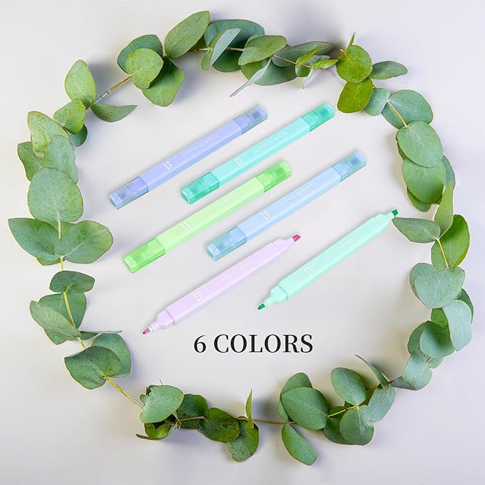 12Pcs Aesthetic Bible Pastel Highlighters and Pens no bleed Cute Highlighters Double Ended Highlighter for and Office Journal