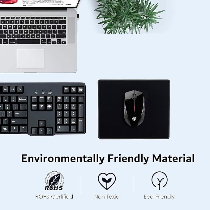 SaiTech IT 5 Pack 220x180x2mm Speed Type Gaming Mousepad, Black | Non-Slip Rubber Base, Desk Mat Keyboard Pad, For Mouse Use, Office PC & Home