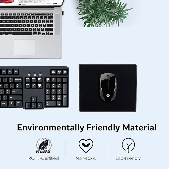 SaiTech IT 5 Pack 2mm Mouse Pad with Stitched Edges Non-Slip Rubber Base, Premium-Textured and Waterproof Mousepads Bulk, Mouse Pad for Computers, Laptop, Office & Home, 8.66 x 7.1 inch