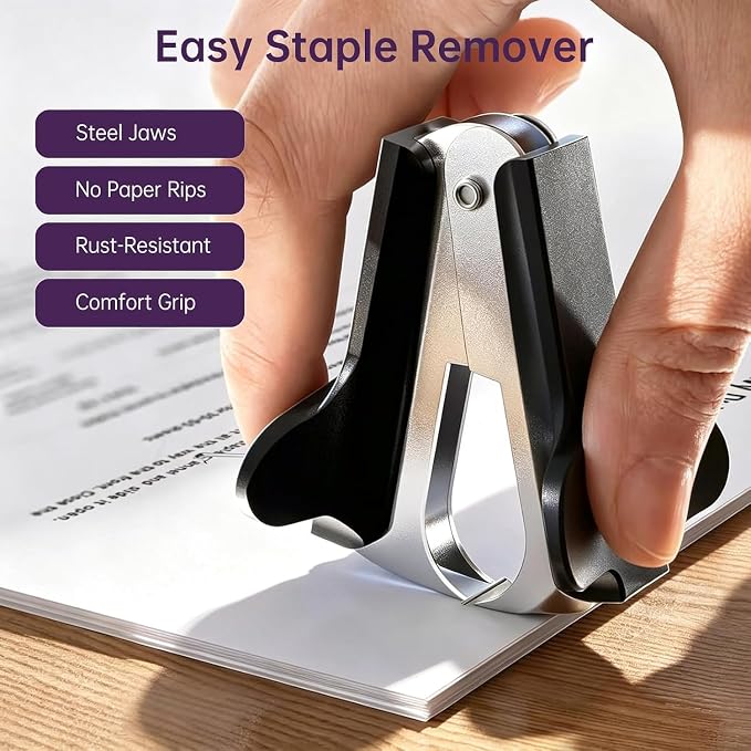 Metal Stapler Heavy Duty for Desk - 50 Sheet Capacity with 2000 Pieces 1/4", 5/16" Staples and Staple Remover, No Jam, Non-Slip, Stapler Heavy Duty for Classroom and Office, Pink