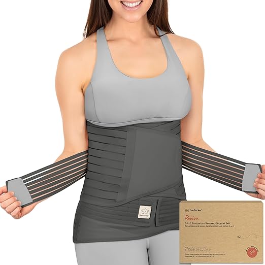 3 in 1 Postpartum Belly Support Recovery Wrap – Postpartum Belly Band, After Birth Brace, Slimming Girdles, Body Shaper Waist Shapewear,Post Surgery Pregnancy Belly Support Band (Mystic Gray, M/L)