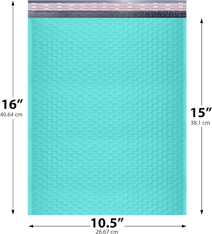 Teal Bubble Mailers 10.5x16, Self Seal Poly Padded Envelopes #5, 200 Pack | Fits Books, Comics & Apparel, No Tape Needed, Cushioned Protection, Water-Resistant Poly, Bulk Pack for Small Business