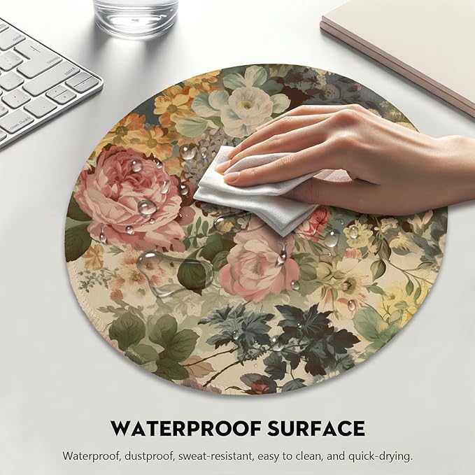 Elegant Watercolor Floral Mouse Pad - Blossom Your Desk with Nature's Art, Stitched Edges Non-Slip Rubber Base Mouse Pads for Computers Laptop