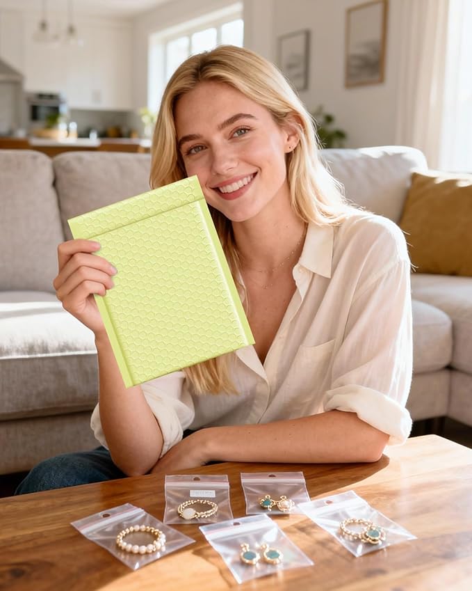 Metronic Bubble Mailers 6x10" 100 Pack Pale Yellow Self-Seal Padded Envelopes Usable Size 6x9" Waterproof Bubble Envelopes Bulk for Small Business Padded Mailers for Mailing Jewelry #0