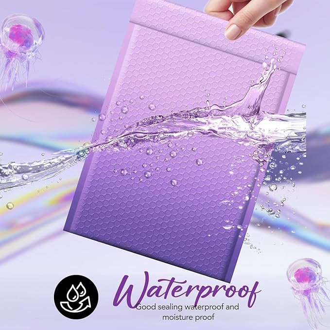 Fuxury 240 Pack Large Bubble Mailers 10.5x16" Gradient Purple Padded Envelopes Cute Design Mailing Envelopes Bubble Cushioning Padded Mailers for Packaging, Small Business #5