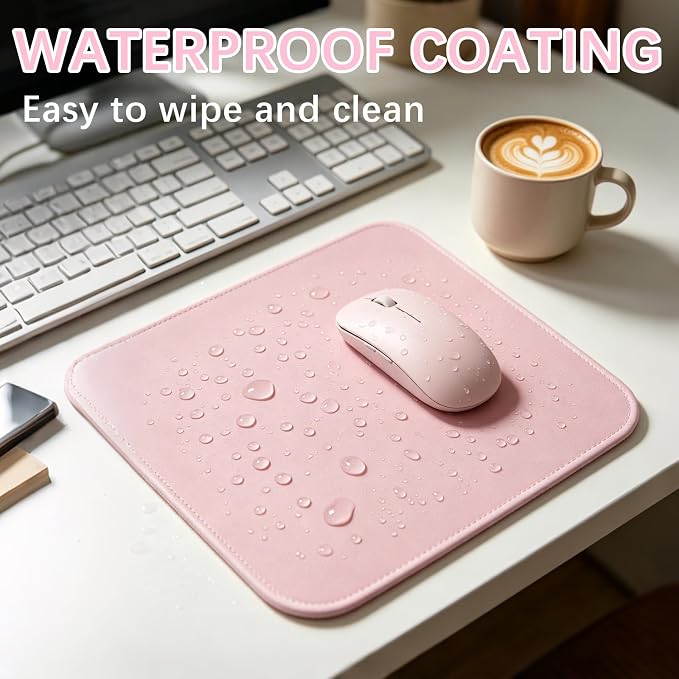 4 PCS Pink Mouse pad Bulk with Stitched Edge,10.2x8.3inches 3mm Thickness Premium Textured Non-Slip Rubber Base Washable for Office and Home Use