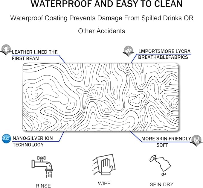 Gaming Mouse Pad, Large Mouse Pads Waterproof Extra Large Big Mouse Pad with Stitched Edge, XXXL Non-Slip Black Computer Mousepad for Gamer, Office & Home, Black Line