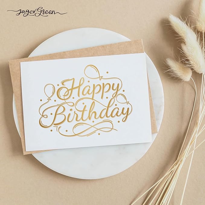 50 Pack 5x7 Birthday Cards, White Blank Happy Birthday Cards Bulk, Thick Folded Heavy Card Stock Paper for Greeting Cards, Thank You Notes, Envelopes, DIY Craft Card (No Envelope)