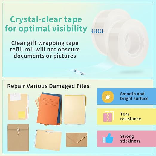 OWLKELA 4 Rolls Tape Refills, Clear | Transparent Glossy Tape, All-Purpose, Ideal for Office, Home and School