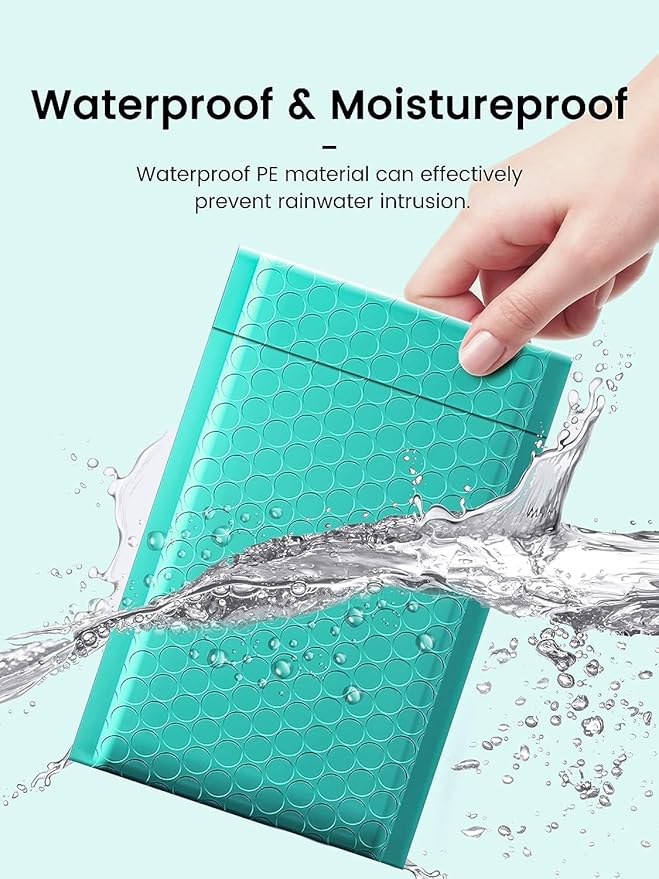 GSSUSA Teal Bubble Mailers, 4x8" Inches, 500 Pack, Usable Size 4x7" Bubble Mailers, Packaging for Small Business, Shipping Envelopes, Packaging Bags, Padded Envelopes, Shipping Supplies