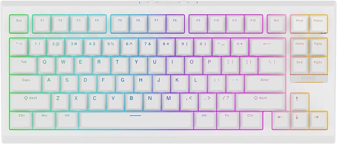 EPOMAKER G84 80% RGB Gaming Mechanical Keyboard with Shine Through Keycaps | 2.4GHz/ Type-C/BT Wireless Keyboard, VIA Programmable, Hot-Swap, Creamy Keyboard for Gamers/Office(White, Creamy Jade Switch)