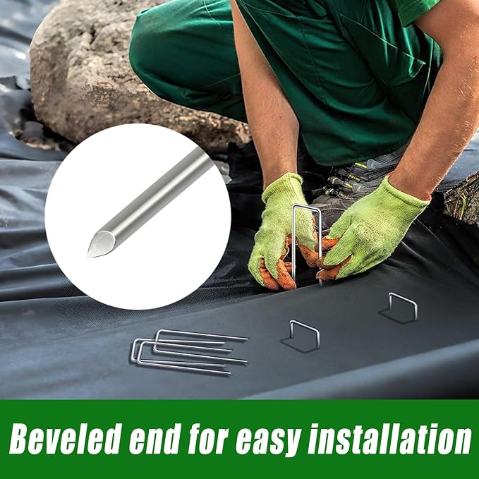 100 Pack Landscape Staples 6 Inch 11 Gauge Garden Stakes | Galvanized Garden Staples Pins Anti-Rust Ground Stakes for Weed Barrier, Irrigation Tubing, Landscaping Fabric, Yard Lawn