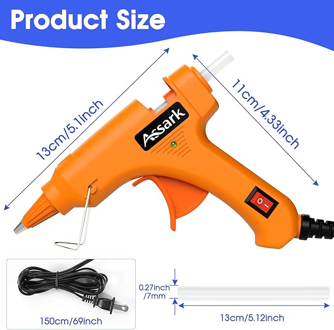 Hot Glue Gun Kit with 30 Glue Sticks, Fast Preheating Hot Melt, High Temp for School Crafts DIY Arts and Quick Home Repairs,20W