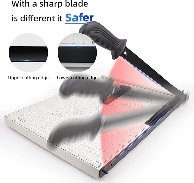 ZEQUAN B3 Guillotine Paper Cutter, 21 Inch Heavy Duty Stack Paper Trimmer with Safety Blade Lock & Guard Rail, 10-Sheet Capacity Metal Base for Home Office School