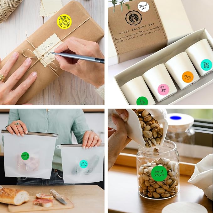 1 Inch Round Thermal Sticker Labels,Color Dot Stickers,Label Stickers,Waterproof,Oil Proof,for Thermal Printers,DIY,Office,Retail,Home and Warehouse Organization(Green,1000 Pcs)