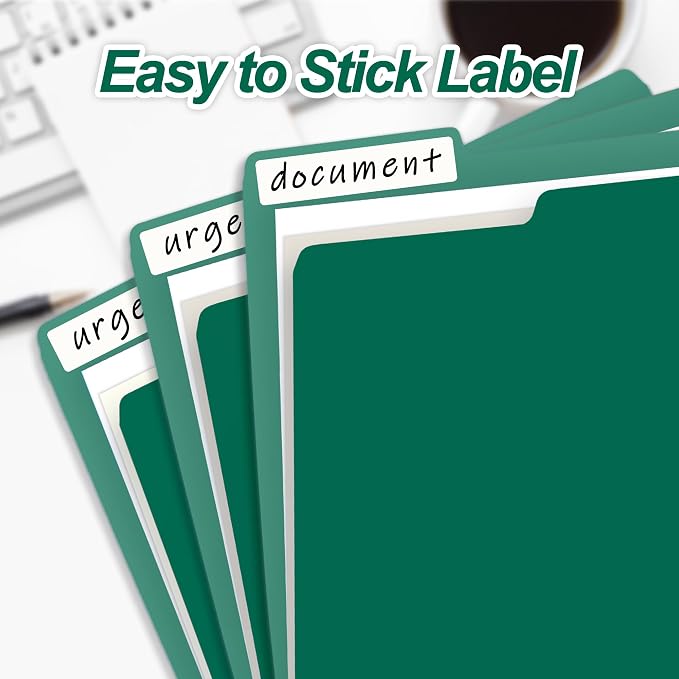 100 Packs File Folders,Green Paper Folder,1/3-Cut Tabs,File Folders Letter Size,8.5x11 Inch File Folder for Office Filing,School Projects and Home,Organizer Documents