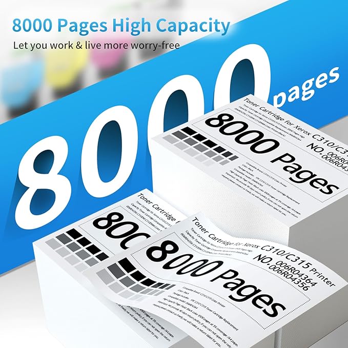Black Toner for Xerox C315 C310 Printer,8,000 Pages High Capacity Ink Cartridge Replacement 006R04364 Code Compatible 006R04356 Standard Capacity C310/DNI C315/DNI Color Multifunction Printer(Black)