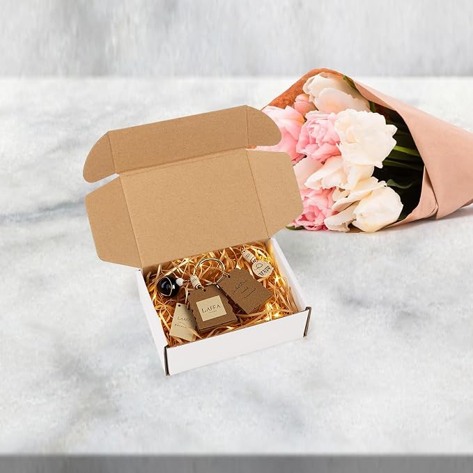 RLAVBL 75 Pack 6x4x2 Small Shipping Boxes, White Corrugated Cardboard Mailer Box for Packing, Mailing, Business
