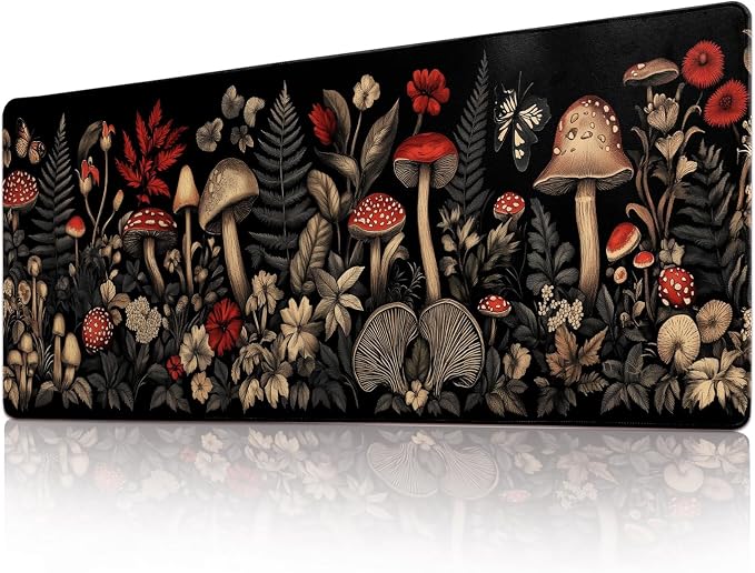 Desk Mat Mouse Pad Gaming Desk Pad XL Large Mouse Mat Office Decor Accessories (Mushroom Ferns)