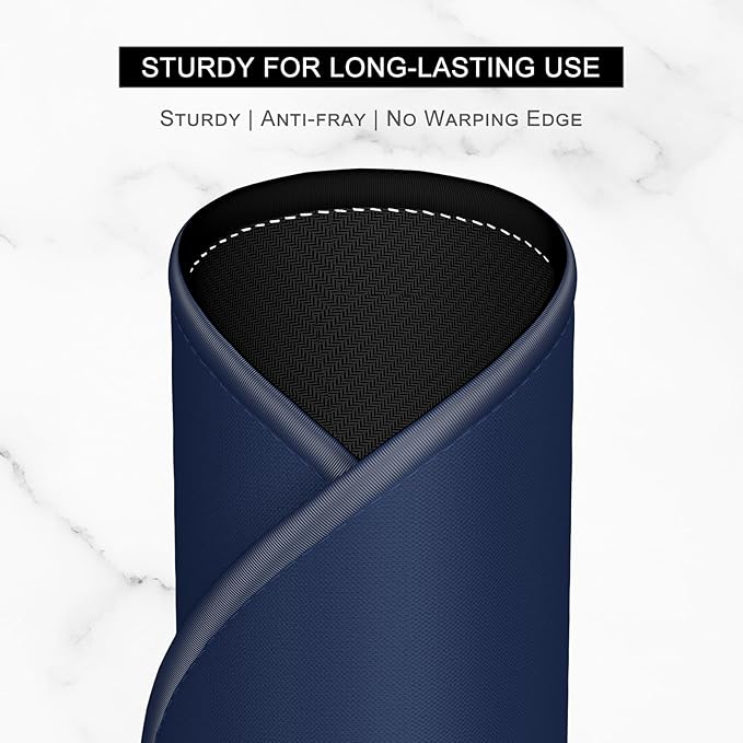 Hsurbtra Mouse Pad, Premium-Textured Small Round Mousepad 8.7 x 8.7 Inch Navy Blue, Stitched Edge Anti-Slip Waterproof Rubber Pretty Cute Computer Mat for Office Home Gaming Laptop Men Women Kids