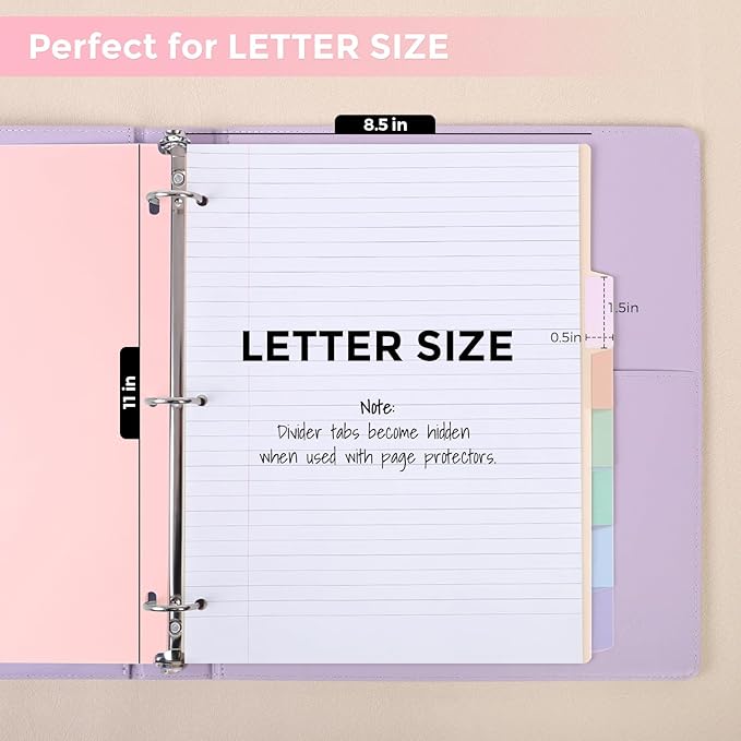 SKYDUE 8-Tab Write&Erase Plastic Dividers for 3 Ring Binder, 3sets,Pink | Binder Dividers for Letter Size,Divider Organizers for Student, Teacher, College & Office,Aesthetic Pastels School Supplies