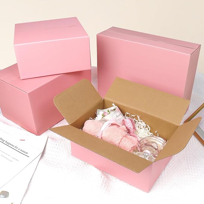 Pink Shipping Boxes Small 6x4x4 Inches, 30 Pack Corrugated Cardboard Boxes for Packaging Small Business Mailing