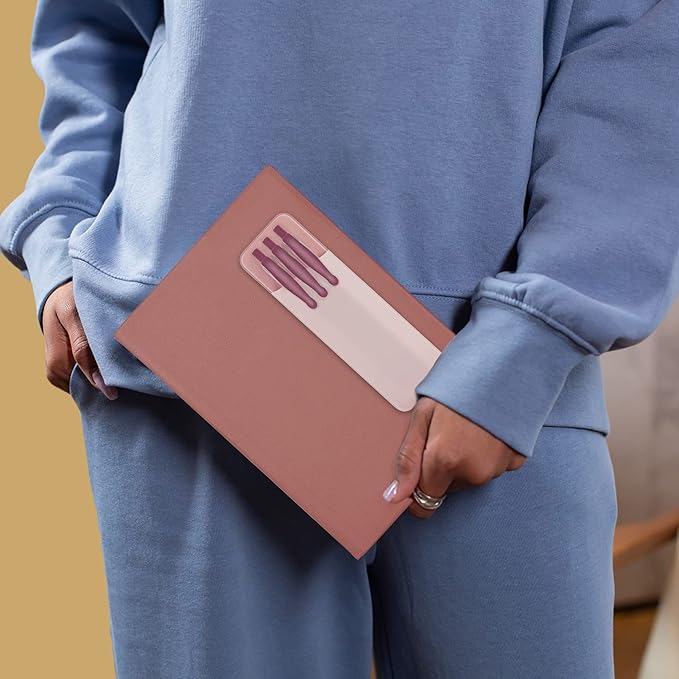 Epessa Stick-On Pen Holder for Notebook, Adhesive Pencil Sleeve Pouch for Hardcover Journals, Planners, Notebooks, Reusable Pen Pocket Organizer Easy to Remove (Pink)
