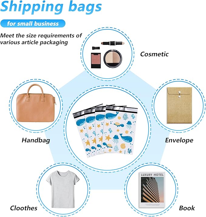 Thank You Poly Mailer 10x13 Inch 25 Pcs, Waterproof and Tear-Resistant Shipping Bags for Clothing, Strong Mailing Bags with Self-Seal, Cute Packaging Bags for Small Business - Ocean