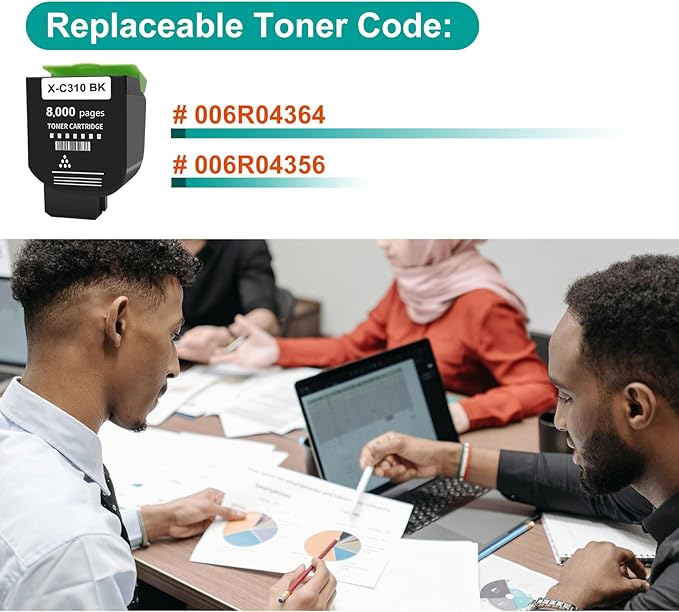 Black Toner for Xerox C315 C310 Printer,8,000 Pages High Capacity Ink Cartridge Replacement 006R04364 Code Compatible 006R04356 Standard Capacity C310/DNI C315/DNI Color Multifunction Printer(Black)