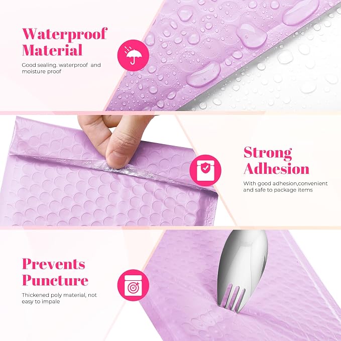 METRONIC Bubble Mailers 10x13" Padded Envelopes Lavender Purple 40 Pack | Poly Shipping Bags for Clothing,Waterproof Self Seal Cushioning,Mailing Pouches for Books,Jewelry,Makeup Supplies,#000,Bulk
