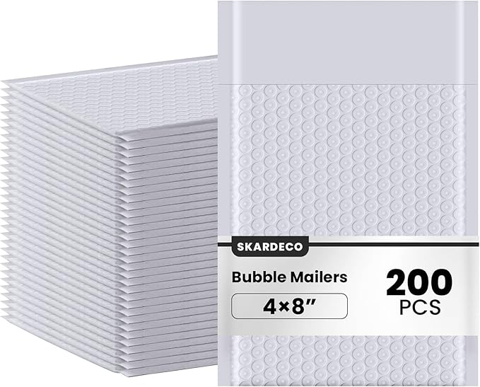 Bubble Mailers 4x8inch 200Pack Grey Bubble Mailers Self-Seal Padded Mailing Envelopes Bubble Opaque Padded Mailer for Small Businesses to Package and Mail Jewelry Cosmetics#000（white，grey）