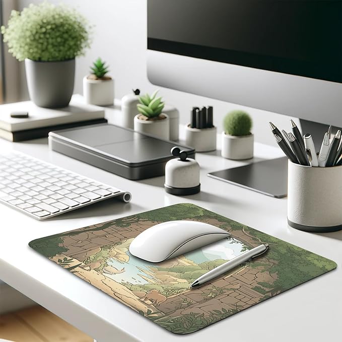 Whimsical Storybook Gateway Mouse Pad - Journey into Imagination for Your Desk, Stitched Edges Non-Slip Rubber Base Mouse Pads for Computers Laptop