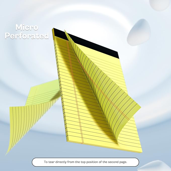 4 Pack Yellow Notepads 8.5x11 Yellow Legal Pads 30 Sheets Perforated Yellow Pads Paper Wide Ruled Writing Pad 70gsm Premium Thick Paper Double-Sided Printing Note Pads for Students, Office, Business