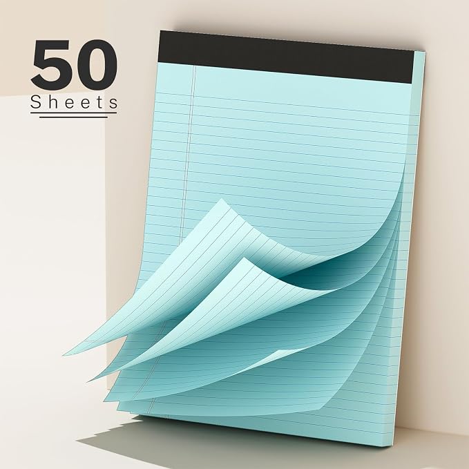 AILZFEI 300 Sheets Blue Legal Pads 8.5 x 11 College Ruled Paper 6-Pack Note Pads Narrow Ruled 50 Sheets per Notepad Perforated Writing Pad Durable Sturdy Back 8x11 Pads of Paper