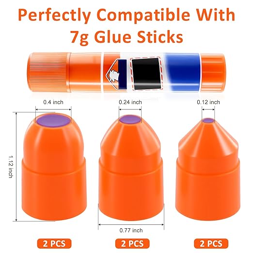 6Pcs Precision Tips Compatible with Elmer's 7g Glue Sticks, Fine Tip Glue Applicator for Family Crafts, Sewing, and Paper Projects